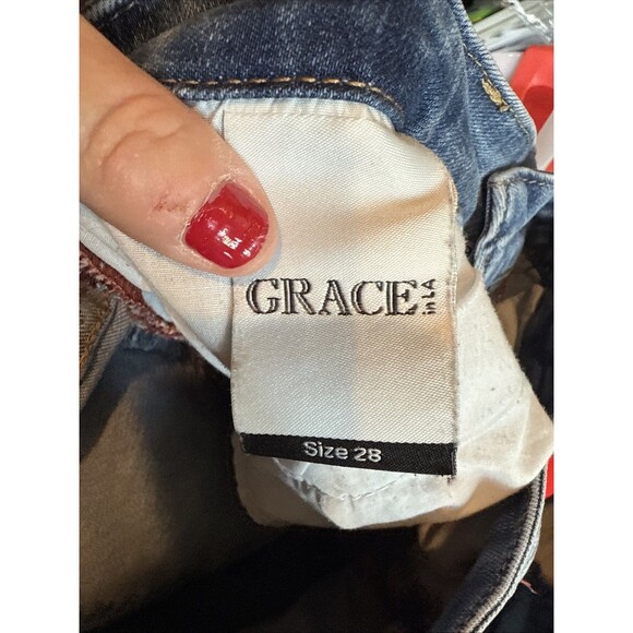 Grace in LA Jeans Size 28 Boho Western Ripped Straight Leg Distressed - Picture 10 of 11
